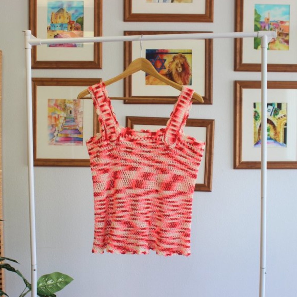 Adorable Vintage Striped Crochet Tank
